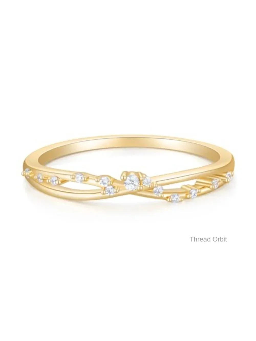 14K Gold Plated CZ Twisted Rope Stackable Wedding Band Ring